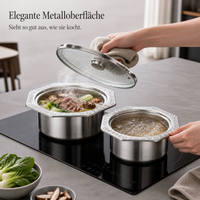 Individual Stainless Steel Hot Pot with Lid, Induction Cooker Compatible