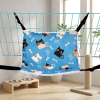 Cat Hammock Hanging Cat Bed with Metal Hooks, Double-Sided Canvas and Soft Swing, Portable Resting Place for Indoor Pet Cage and Enclosure