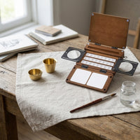 Fold-out Wooden Palette Case Portable Watercolor Palette with Cups Compact Art Supply Sturdy for Artists, Painters