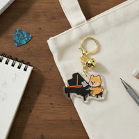 Shiba Inu Playing Instrument Keychain Cartoon Acrylic Piano Guitar Guzheng Student Couple Backpack Charm