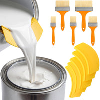 10 Pieces Orange-Handled Paint Brush and Pour Spout Set Labeled Sizes Paint Can Spout Set Yellow Painting Tools Curved