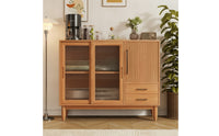 Sideboard Cabinet Modern Wooden Sideboard Minimalist Cabinet with Glass Doors for Dining Room, Kitchen