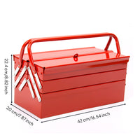 Folding Foldable Metal with Trays Heavy Duty Folding Handheld Tool Box for Garage, Workshop