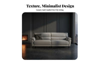 Upholstered 2-Seater Couch Genuine Leather Minimalist Settee Small Space Solution Sofa for Families, Homeowners, Apartment, Lounge Area, Bedroom