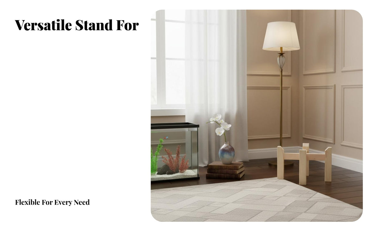 Wooden Cross Base Plant Stand Heavy Duty Fish Tank Base Sturdy Construction Solid Wood Planter Pedestal for Living Room, Balcony, Corner