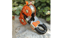 Compact Double-Pulley Trolley Automatic-Locking Aerial Traverse Line Pulley Trolley Aluminum Alloy High Strength for Climbers, Climbing