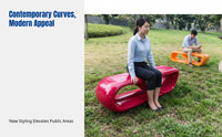 Fiberglass Bench, Outdoor Plaza Seating, Modern Rest Chair for Commercial Spaces