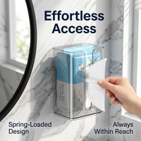 Wall Mounted Tissue Box Holder, Suction Holder, Modern Facial Tissue Holder, Napkin Dispenser Home Wall, Horizontal Vertical Mount Tissue Box