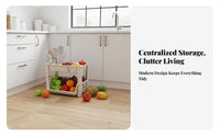 With casters Multi-Tier Basket Trolley Ventilated Baskets three-tier Rolling Organizer Large Capacity Utility mobile organizer Sturdy Construction for Apartment Dwellers, Homeowners, Kitchen, Living Room, Bedroom, Bathroom