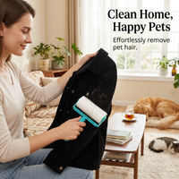 Dust Roller for Clothes Carpet Bed Cleaning, Refillable Hair Removal for Pet Owners, Replaceable Sticky with Sheets