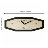Hexagonal Wall Clock Elegant Clock with Woodgrain Dial Large Slim Profile for Living Room, Home Office