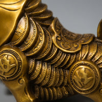 Bull Figurine Bronze-Colored Astrological Ornament Compact Bull Statue for Office Desk