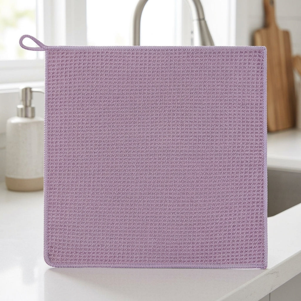 380 GSM Microfibre Cloth and Super Absorbent Cloth Checkerboard Tea Towels for Kitchen, 30x30cm Bound Border Household Cleaning Tool