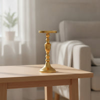 Metal Candlestick Holder Slender Candlestick Holder with Round Tray Candle Stand Decorative Elegant for Dining Table, Mantel