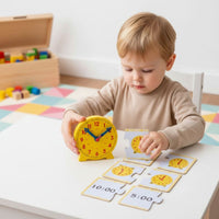 Teaching Clock with Cards Bright Instructional Timepiece with Flashcards Hands-Time-Telling Toy for Preschoolers