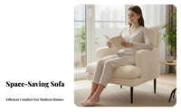 Foldable Adjustable Reclining Lounger Spacious Seat Adjustable Backrest Chaise High-Density Foam Filling Single Sofa Ergonomic Support for Apartment Dwellers, Young Adults, Book Lovers, Balcony, Bedroom, Home Creamice