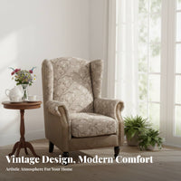 Patriotic Country Aesthetic Patchwork highposterior chair Retro Look highposterior chair High rear Armchair sturdy Wood Frame for Vintage look Lovers, Interior Designers, Living Room, perusing corner, Bedroom, Reception Area