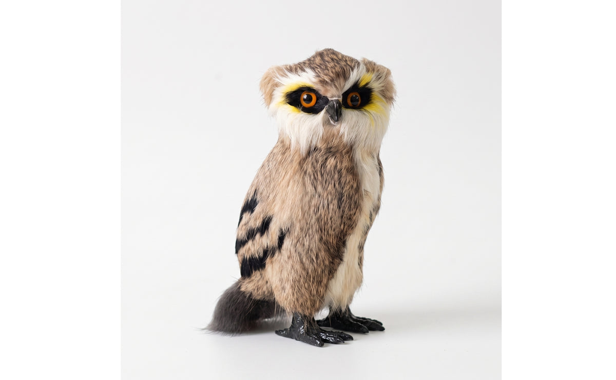 Feathered Owl Figurine Artisanal Sculpture Vivid for Photographers
