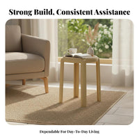 long-finaling Stackable Woven-Look Seat Sturdy Construction Round stacking Stool Space-Saving Design Backless Chair Easy to Clean for Homeowners, Students, educators, Living Room, Kitchen, Balcony, Patio