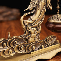 Hanging Incense Burner Brass-Colored Incense Burner with Standing Figure Ornament Zen Tabletop Accent Heat-Resistant