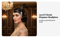 Vintage-Inspired Headband Elastic Band 1920s Feather Headpiece Jazz Age Hair Accessory Vintage Inspired 1920s-Themed