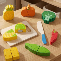 Wooden Fruit Cutting Set Fine Motor Skills Sliceable Play KitchenSet  Wood Wooden Cutting Toy for Children