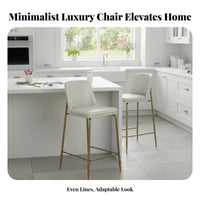 Minimalist Design Upholstered High-Back Seat Ergonomic Design Bar Chair Built-in Footrest Counter Stool Anti-Scratch Foot Pads for Adults, Homeowners, Renters, Kitchen Island, Dining Room, Breakfast Nook, Restaurant
