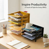 3-Tier File Tray Organizer for Office Desk, Stackable Document Sorter Rack, Modular Workspace Organization for Students