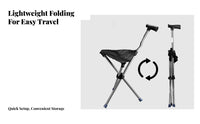 2-in-1 Cane Stool Foldable Folding Cane Stool Lightweight Walking Chair for Elderly, Seniors, Outdoor, Travel, Queueing