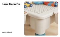 Large Particle Compatible Building Block Table Educational Building Block Storage Table Safety Rounded Corners Double-Sided Play Tabletop Easy to Clean for Toddlers, Preschoolers, Playroom, Daycare, Kindergarten, Classroom
