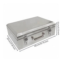 Hard-Shell Stainless Steel Tool Box Rust-Resistant Tool Box with Metal Latches Reinforced Storage Case Lockable for Workshop, Garage