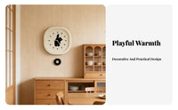 Wall Clock Cute Design Minimalist Cat Clock Home Decor for Kids, Living Room, Bedroom, Nursery