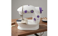 White with Lavender Accents Electric Sewing Machine Built-in Light Tabletop Sewing Machine Speed Control Stitching Tool Foot Pedal