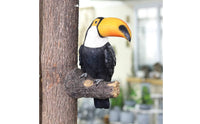 Realistic Design Toucan Statue Vibrant Colors Resin Bird Sculpture Weather Resistant for Garden, Patio