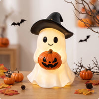 Ghost Figurine with Pumpkin Freestanding for Shelf