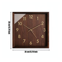 Square Wooden Clock Minimalist Design Silent Wall Clock Reinforced Glass Surface Decor for Bedroom