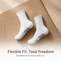 Non-Slip Yoga Pilates Barre Socks with Silicone Grips for Women, Mid-Calf Cotton Fitness & Dance Socks