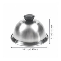 Domed Stainless Steel Dome Cover Wide Rim Burger Dome Knob Handle Basting Cover Single-Piece