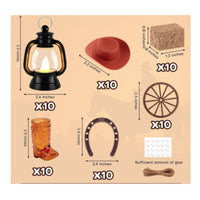 Western Party Centerpiece Tabletop Display Rustic Cowboy Centerpiece Set LED Candle Lights Rustic Country Decoration Set for Wedding