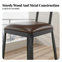 Solid Wood Seat Industrial Bar Stool with Backrest Simple Design Industrial Low-Back Stool Modern Aesthetic Counter Chair Sturdy Frame for Homeowners, Business Owners, Couples, Balcony, Kitchen Island, Restaurant, Dining Room