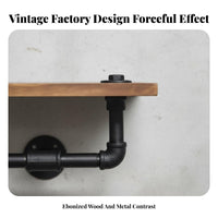 Industrial Pipe Shelving Retro Look Wall Shelf Space-Saving for Living Room, Bar