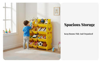 Child-Friendly Design Duck Toy Storage Rack Space-Saving Child S Storage Cabinet with Bins Large Capacity Multi-Bin Toy Organizer Sturdy Construction for Toddlers, Parents, Nursery, Kindergarten, Daycare, Living Room