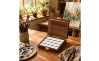 24 Compartments Wood Art Storage Box Divided Insert Art Supply Organizer Box Hinged Lid Metal Clasp