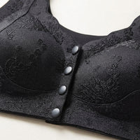 Front Fastening Bra for Women with Ice Silk Material, Non Wired for Plus Size with Embossed Detail, Seamless Everyday for Home Wear