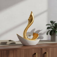 Resin Sailboat Decor White and Gold for Home Display, Decorative Use
