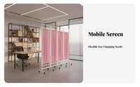 Foldable Design Wheeled Fabric Partition Mobile with casters Folding Panel separater Portable Privacy Screen Sturdy Construction for Clinic Managers, sectionice Workers, Hospital, Examination Room, cosmetic studio, Classroom
