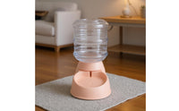 Anti-Tip Design Automatic Pet Feeder and Waterer Set Non-Slip Base Large Capacity Pet Water Dispenser Transparent Hopper 1 Gallon Dog and Cat Feeder Easy to Clean for Vacation, Travel, Work