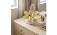 Layered Floral Flower-Shaped Purse Top Handle Flower Bag Gathered Opening Spotted Bag Soft Material