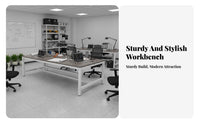 High Load Capacity Double Layer Workbench Stable Frame Heavy Duty Packing Table Industrial Work Table with Shelf for Factory Workers, Woodworkers, Professionals, Warehouse, Repair Shop, Basement