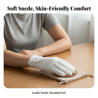 Soft & Lint-Non-Linting Wenwan Patina Gloves Breathable Deerskin Polishing Gloves Adjustable Wrist Strap for Collectors Handlers, Storage